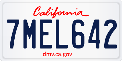 CA license plate 7MEL642