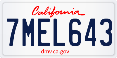 CA license plate 7MEL643