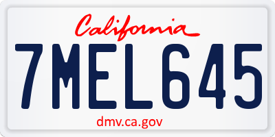 CA license plate 7MEL645
