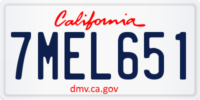 CA license plate 7MEL651