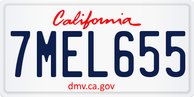 CA license plate 7MEL655