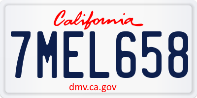CA license plate 7MEL658