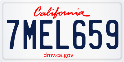 CA license plate 7MEL659