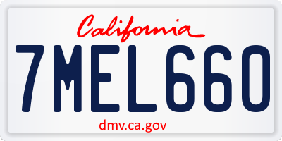 CA license plate 7MEL660