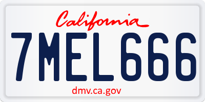 CA license plate 7MEL666