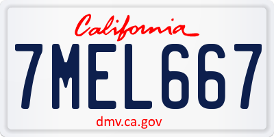 CA license plate 7MEL667
