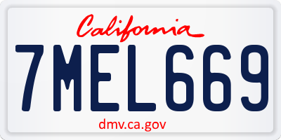 CA license plate 7MEL669