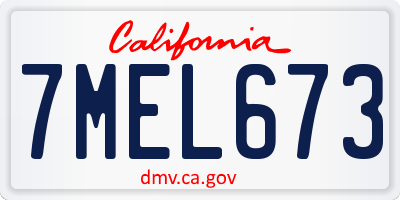CA license plate 7MEL673