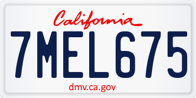 CA license plate 7MEL675