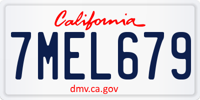 CA license plate 7MEL679