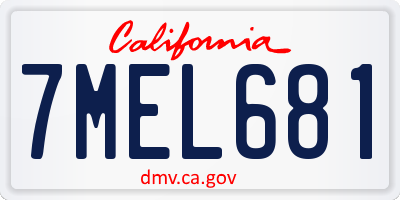 CA license plate 7MEL681