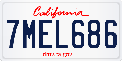 CA license plate 7MEL686