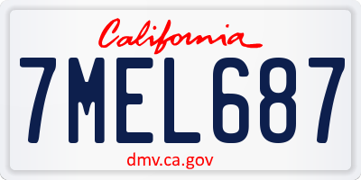 CA license plate 7MEL687