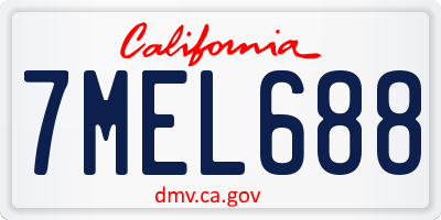 CA license plate 7MEL688