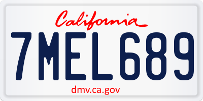 CA license plate 7MEL689