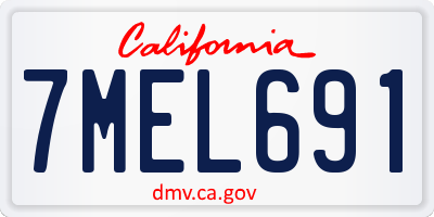 CA license plate 7MEL691