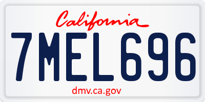 CA license plate 7MEL696