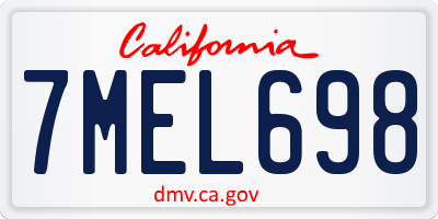 CA license plate 7MEL698