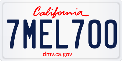 CA license plate 7MEL700