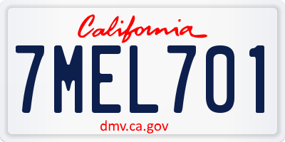 CA license plate 7MEL701