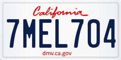 CA license plate 7MEL704