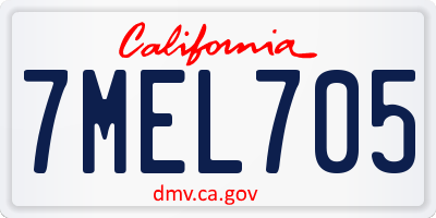 CA license plate 7MEL705