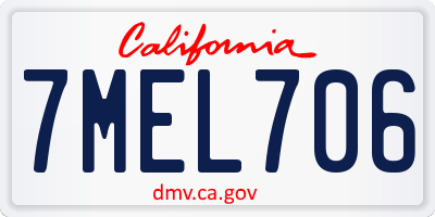CA license plate 7MEL706