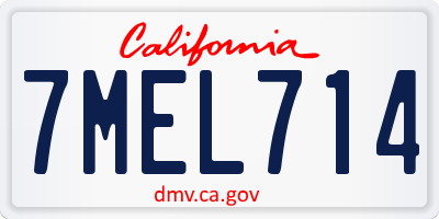 CA license plate 7MEL714