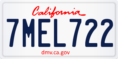 CA license plate 7MEL722