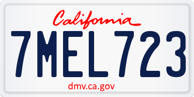 CA license plate 7MEL723