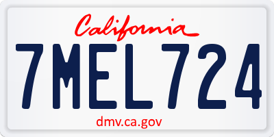 CA license plate 7MEL724
