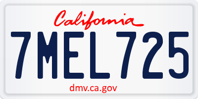 CA license plate 7MEL725