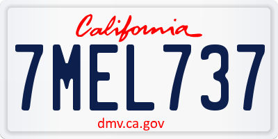 CA license plate 7MEL737