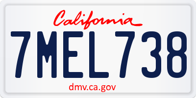 CA license plate 7MEL738