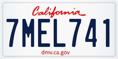 CA license plate 7MEL741