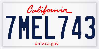 CA license plate 7MEL743