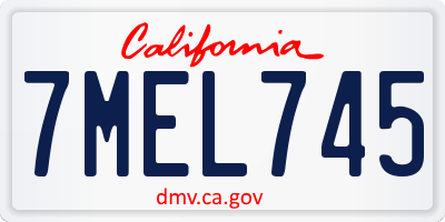 CA license plate 7MEL745