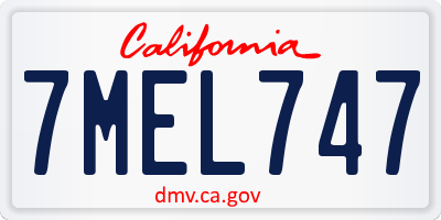 CA license plate 7MEL747