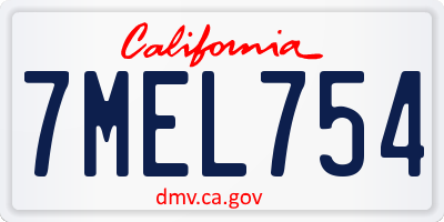 CA license plate 7MEL754