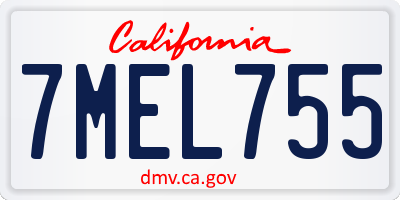 CA license plate 7MEL755