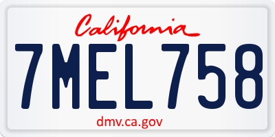 CA license plate 7MEL758