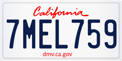 CA license plate 7MEL759