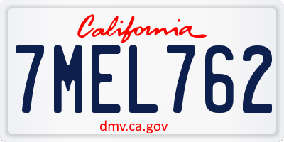 CA license plate 7MEL762