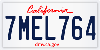 CA license plate 7MEL764