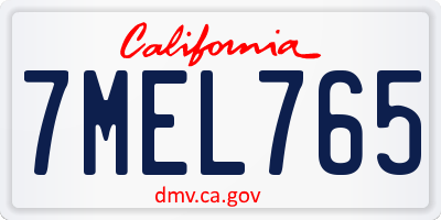 CA license plate 7MEL765