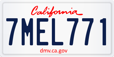 CA license plate 7MEL771