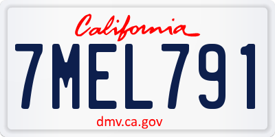 CA license plate 7MEL791