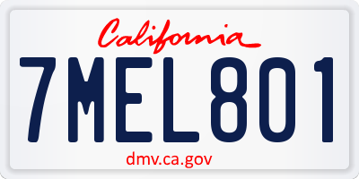 CA license plate 7MEL801