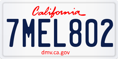 CA license plate 7MEL802