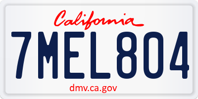 CA license plate 7MEL804